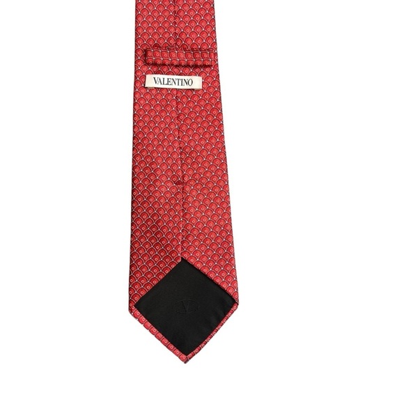 VALENTINO Baroque Silk Geometric Scallop Pattern Tie Made in Italy - Picture 5 of 9